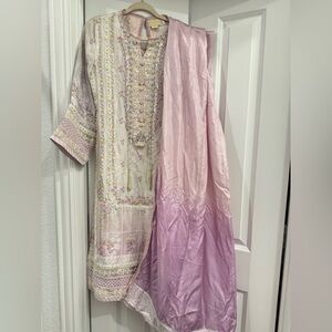 Farah talib aziz Elegant Floral Embroidered Dress with Dupatta